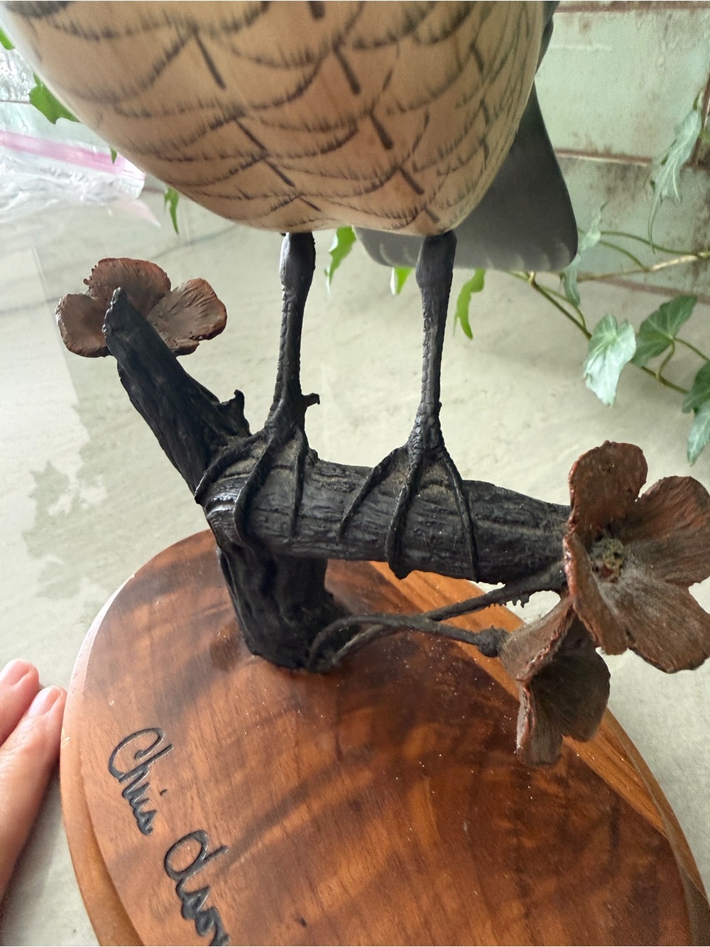 Vintage Chris Olson Hand Carved Wood California Quail Sculpture Signed Wildlife - Picture 9 of 13